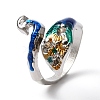 Zinc Alloy Peacock Open Cuff Ring RJEW-WH0003-05B-3