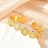 Flat Round With Cross Jesus Cuff Bangle BJEW-I298-03G-1