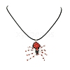 Braided Glass Seed Bead Spider Pendant Necklaces NJEW-MZ00036-3