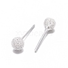 Textured 925 Sterling Silver Ball Stud Earrings X-EJEW-L202-004A-2
