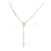 304 Stainless Steel Virgin Cross Pendant Rosary Bead Necklaces NJEW-JN05415-2