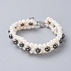 Non-Magnetic Synthetic Hematite Beads Bracelets BJEW-JB04605-1