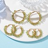 3 Pairs 3 Size Natural Peridot Chips Hoop Earrings EJEW-JE05710-02-2