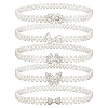 5Pcs 5 Style Acrylic Pearl Braided Stretch Chain Belt with Alloy Clasp AJEW-GA0004-49-1