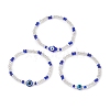 3Pcs Glass Seed Beads & Lampwork & Resin Beads Stretch Bracelets for Women BJEW-MZ00282-2