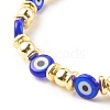 Flat Round with Evil Eye Lampwork Stretch Bracelet Synthetic Hematite BJEW-JB07880-5