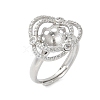 Flower Brass Micro Pave Cubic Zirconia Adjustable Ring Settings KK-K297-18P-1