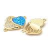 Rack Plating Brass Micro Pave Clear Cubic Zirconia Connector Charms KK-P268-20G-04-2