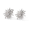 Sun Shape Clear Cubic Zirconia Hoop Earring EJEW-C002-10P-RS-1