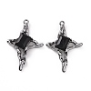 Rack Plating Alloy Black Glass Pendants FIND-I037-33B-2