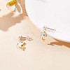 Natural Pearl with White Shell Dolphin Dangle Stud Earring JE1004A-2