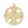 Rack Plating Brass Micro Pave Clear & Cyan Cubic Zirconia Pendants X-KK-D073-14G-1