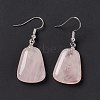 Natural Rose Quartz Trapezoid Dangle Earrings EJEW-D188-02P-01-1