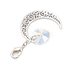 Alloy Moon & Glass Pendant Decorations HJEW-JM02689-01-4