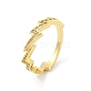 Lightning Bolt Brass Micro Pave Clear Cubic Zirconia Open Cuff Rings RJEW-G309-33G-1