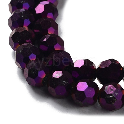 Faceted(32 Facets) Electroplate Glass Bead Strands X-EGLA-R042-6mm-02-1
