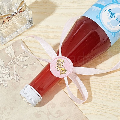 Brass Wax Seal Stamp with Wood Handle AJEW-WH0412-0281-1