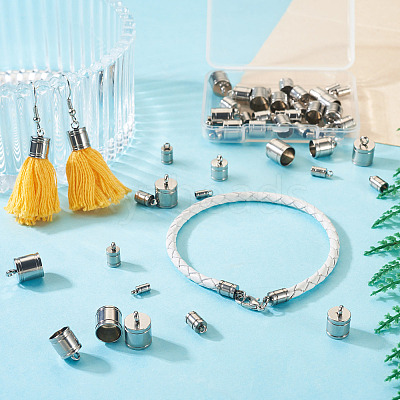 60Pc 6 Styles 201 Stainless Steel Cord Ends STAS-TA0002-98-1