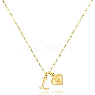 Brass Initial and Heart Pendant Necklaces for Women FS-WG01F32-12-1