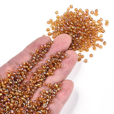 Transparent Colours Rainbow Round Glass Seed Beads X-SEED-A007-3mm-162C-1