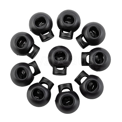 1-Hole Dyed Iron Spring Loaded Eco-Friendly Plastic Round Buckle Cord Toggle Lock Beans Stoppers for Sportwear Luggage Backpack Straps X-FIND-E004-60B-18mm-1