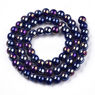 Electroplate Opaque Glass Beads Strands GLAA-T032-P6mm-AB03-1