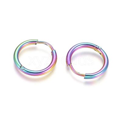 Ion Plating(IP) 304 Stainless Steel Huggie Hoop Earrings EJEW-F111A-17mm-Y-1