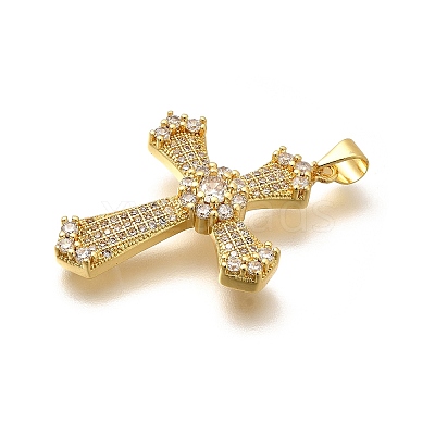 Rack Plating Brass Micro Pave Cubic Zirconia Pendants KK-L226-005G-10-1