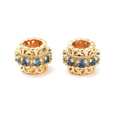 Brass Micro Pave Clear Cubic Zirconia European Beads KK-S394-03B-1