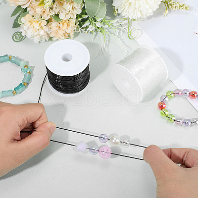 2Rolls 2 Colors Round Crystal Elastic Stretch Thread EW-PA0001-01B-1