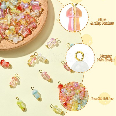 80Pcs 8 Colors Glass Pendants PALLOY-CJ00150-1