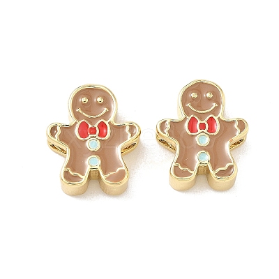 Christmas Brass Enamel Beads KK-I474-G03-1