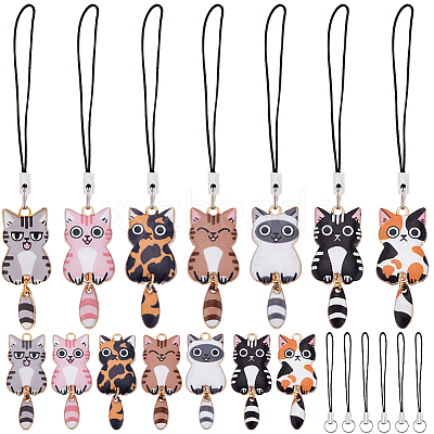 DIY Cat Alloy Enamel Pendants Mobile Straps Making Kit DIY-SC0025-53-1