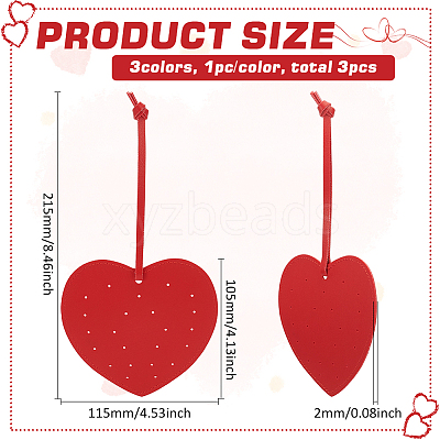 3Pcs 3 Colors Imitation Leather Earring Display Cards EDIS-FG0001-66-1