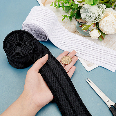 2Pcs 2 Colors Nylon Elastic Ribbon EC-CA0001-01-1