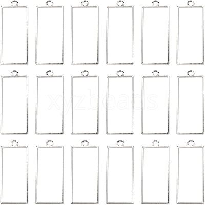 Rack Plating Alloy Rectangle Open Back Bezel Pendants PALLOY-UN0001-12P-FF-1