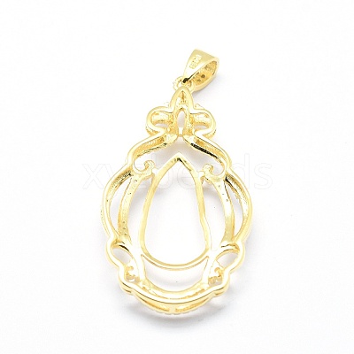925 Sterling Silver Pendant Cabochon Open Back Settings STER-P044-02G-1