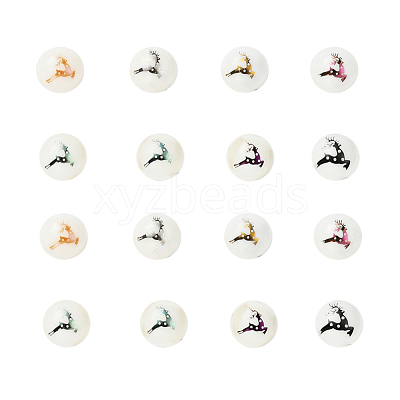 80Pcs 8 Colors Christmas Opaque Glass Beads EGLA-YW0001-04-1