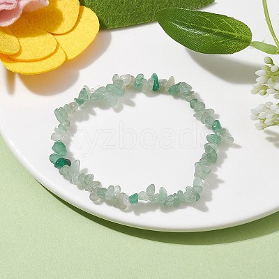 Natural Green Aventurine Chips Beaded Stretch Bracelets for Women BJEW-JB10046-04-1