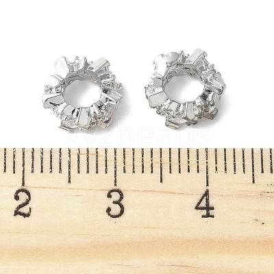 Brass Micro Pave Cubic Zirconia Rondelle European Beads FIND-B046-02P-1