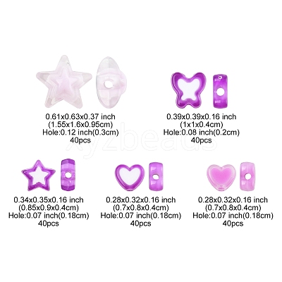 200Pcs 5 Styles Transparent Acrylic Beads TACR-FS0001-54D-1