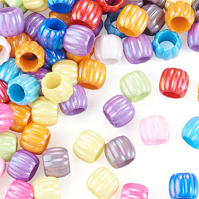 100Pcs Pearlized UV Plating Opaque Acrylic European Beads SACR-TA0001-77C-1