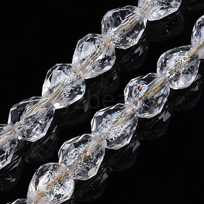 Transparent Crackle Glass Beads Strands GLAA-N051-03-1