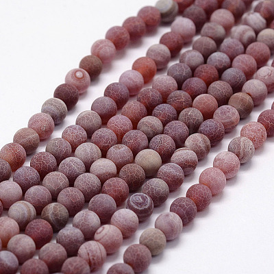 Frosted Natural Agate Beads Strands X-G-F367-8mm-04-1