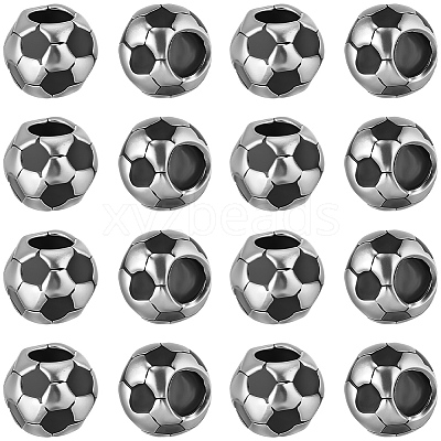 30Pcs Large Hole FootBall/Soccer Ball Alloy Enamel European Beads MPDL-SC0001-12-1
