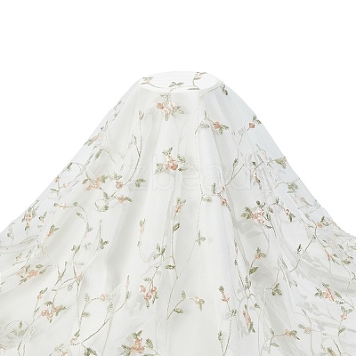 Flower Pattern Polyester Mesh Fabric DIY-WH0453-06B-1
