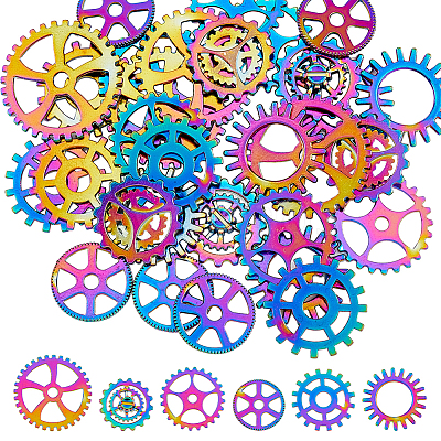 36Pcs 6 Style Rack Plating Alloy Pendants PALLOY-DC0001-19-1