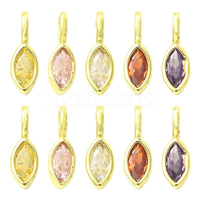 10Pcs 5 Colors Horse Eye Brass Micro Pave Cubic Zirconia Charms KK-FS0002-13A-1