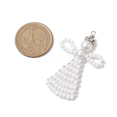 Baking Glass Pearl & Seed Beads Pendants PALLOY-MZ00368-02-1