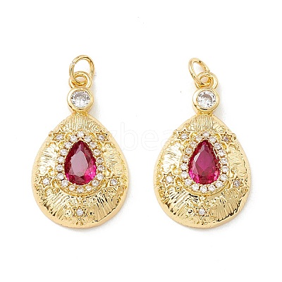 Rack Plating Brass Micro Pave Clear & Violet Cubic Zirconia Pendants X-KK-D073-21G-1